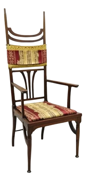 Antique Art Nouveau Mahogany Tall Finial Parlor Side Chair After j.s. Henry