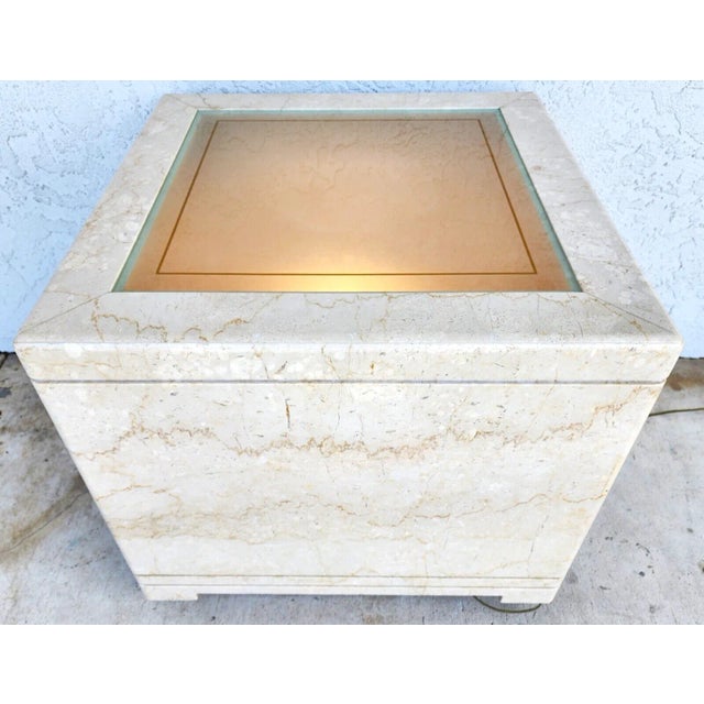 Marble Side Center Table Vintage Lighted Custom Made For Sale - Image 13 of 13