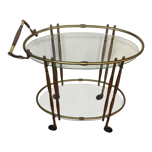 Vintage Mid Century Modern Two Tiered Oval Brass Bar Cart Chairish