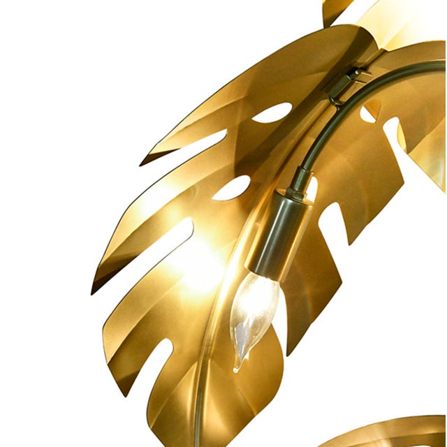 2020s Matthew Izzo Home Iggy Antique Brass Monstera Tree Floor Lamp For Sale - Image 5 of 8