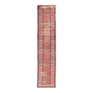 Distressed Antique Persian Malayer Runner With Field of Paisleys Design in Red 3'2"x15'2"