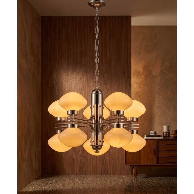 1960s Vintage Chandelier with Polished Chrome Frame, 1970s For Sale - Image 5 of 6