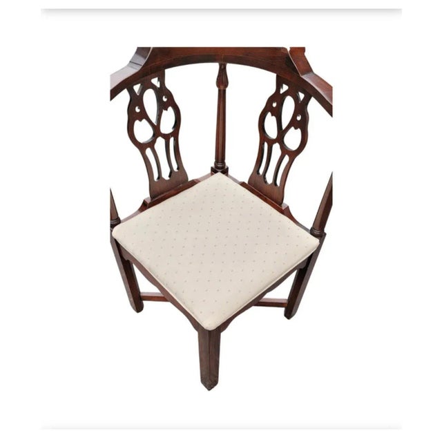 English George III Mahogany Upholstered Corner Chair For Sale - Image 4 of 6
