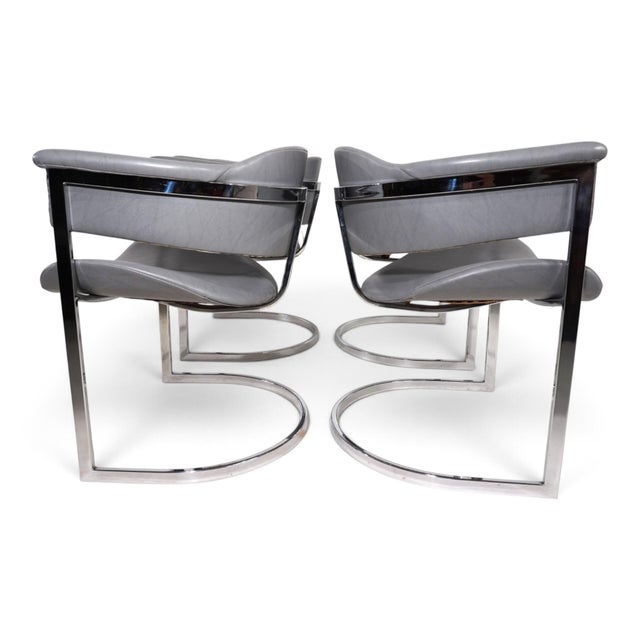 This exceptional set of four armchairs was designed by Vittorio Introini for the Italian manufacturer Mario Sabot and...
