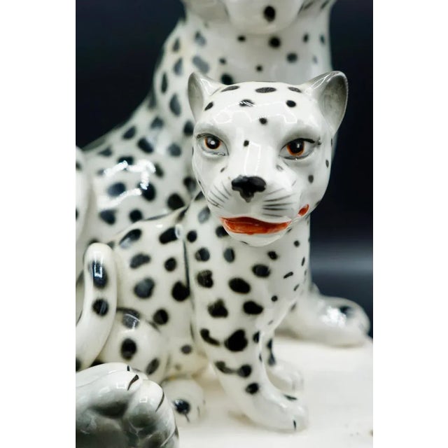 Ceramic Italian Hand-Painted Snow Leopards For Sale - Image 7 of 11