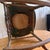 Wood Antique Late Victorian Pressed-Back Oak Rocking Chair With Navy Seat For Sale - Image 7 of 8