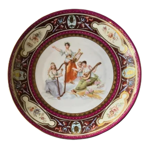 Vintage Antique Royal Vienna Austrian Porcelain Artist Signed Scenic Portrait Plate