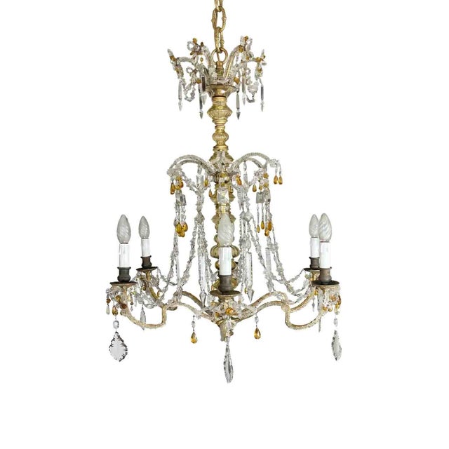 Italian Crystal Chandelier with Pale Yellow and Amber, 1930s For Sale - Image 13 of 13