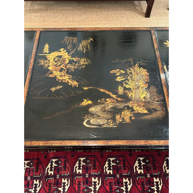 Chinoiserie Black & Gold Lacquer Coffee Table For Sale - Image 4 of 15