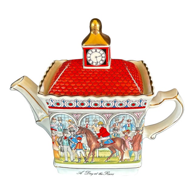 1940s A Day at the Races Teapot Windsor Made in England by Sadler Company For Sale