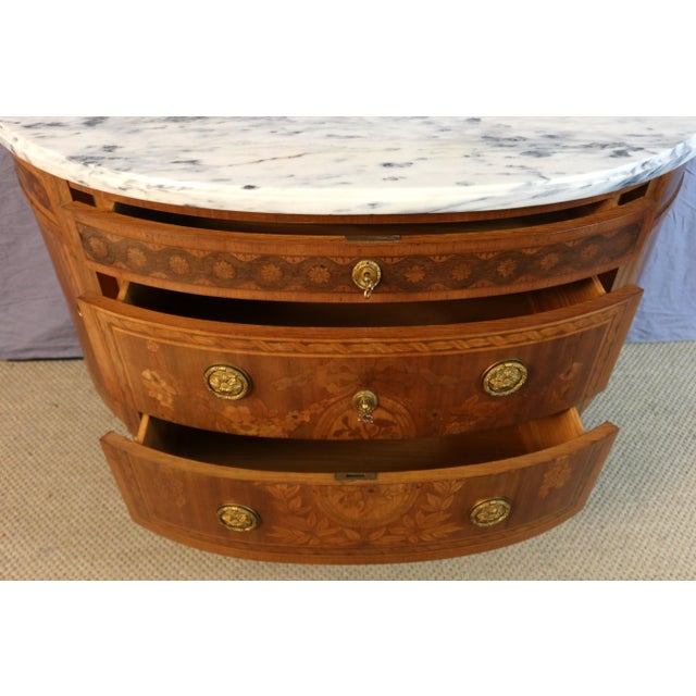 Louis XVI Style Half-Moon Commode with Doors, 1940s For Sale - Image 3 of 14