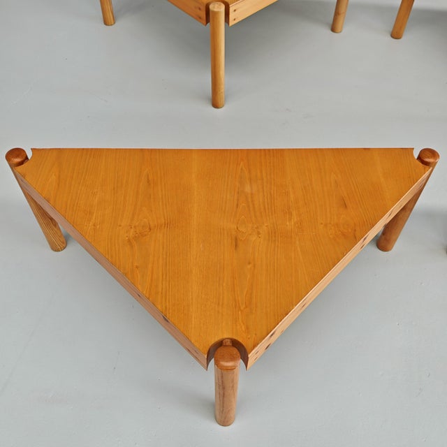 Vintage Enolinea Modular Triangular Tables in Light Wood, 1980s, Set of 4 For Sale - Image 9 of 18