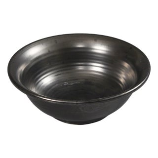 Satin Black Enamel Fruit Bowl attributed to Robert Picault for Vallauris, 1950s For Sale