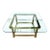 1970s Hollywood Regency Brass Glass End Table Square Scalloped Corner Accent For Sale