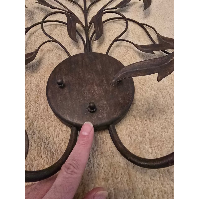 Boho Chic Vintage Large Pair of Organic Botanical Sconces For Sale - Image 3 of 8