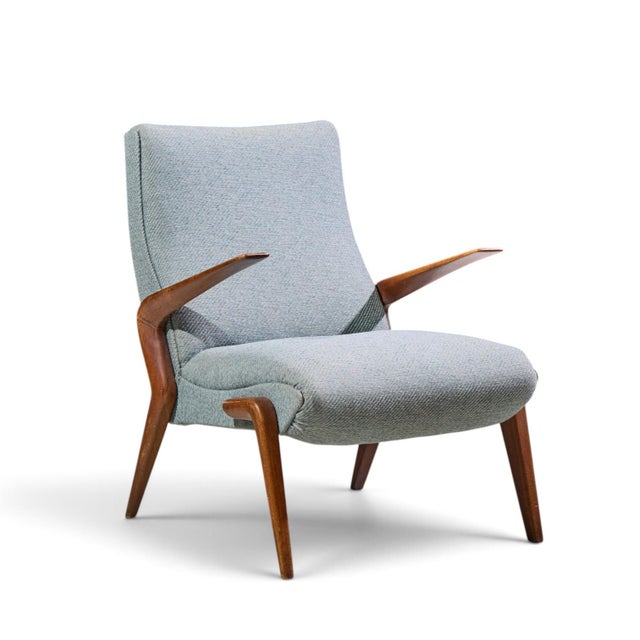 Tecno Osvaldo Borsani for Tecno Pk71 Mid Century Italian Walnut Lounge Chairs - Pair For Sale - Image 4 of 12