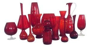 Vintage Red Glass Vases and Decanters, 1960s, Set of 14