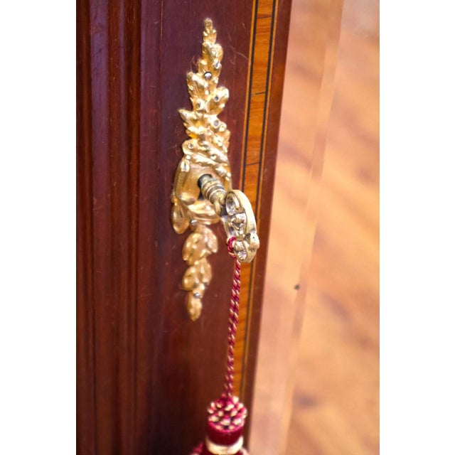 Late 19th Century Satinwood Inlaid Bronze Mounted Beveled Mirror Armoire For Sale - Image 13 of 18