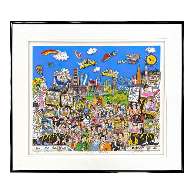 Charles Fazzino, Remembering the 70's, Rare Hand Signed 3d Mixed Media, 36 X 42 In. Framed, 1994 For Sale