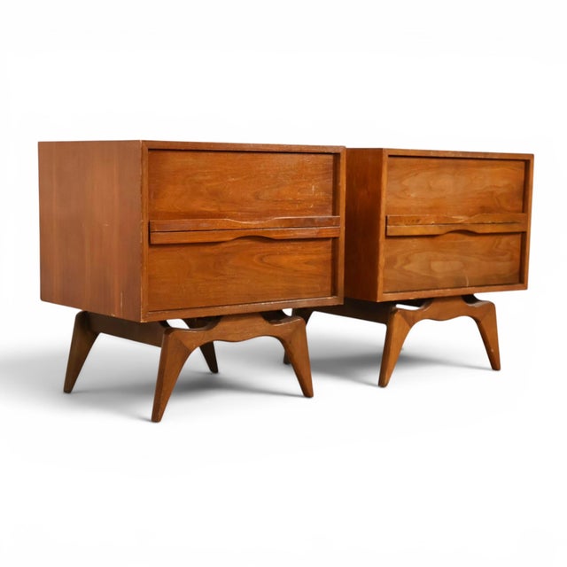 Wood Tobago Vintage Mid Century Modern Pair of Nightstands C. 1960s, Attributed For Sale - Image 7 of 12