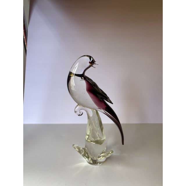 Murano Vintage Hand Blown Glass Purple Bird Sculpture For Sale In Boise - Image 6 of 9