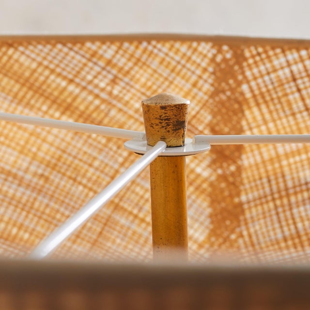 Metal 1955 French ‘Model #926’ Brass Floor Lamp with Burlap Shade by Maison Arlus For Sale - Image 7 of 7