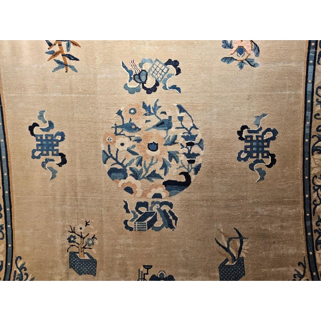 Antique Chinese Peking Rug, Hand-Knotted Wool, Fortune Symbols, 1800s, 10' x 12' For Sale - Image 13 of 18