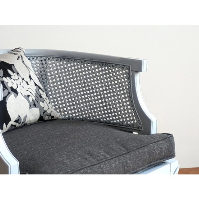 Wood French Provincial Cane Barrel Chair For Sale - Image 7 of 11