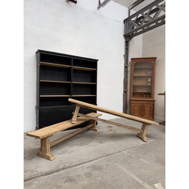 Wood Solid Oak Benches, Set of 2 For Sale - Image 7 of 7