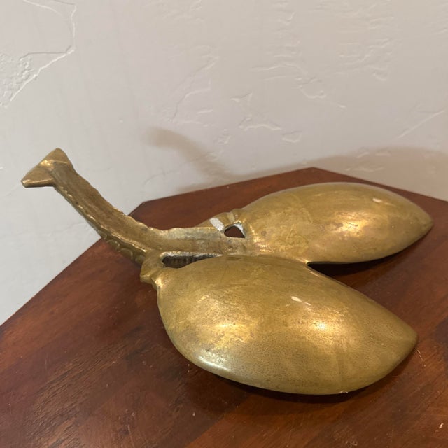Brass Vintage Heavy Solid Brass Lobster Dish Tray 12" Mid Century Hollywood Regency For Sale - Image 8 of 9