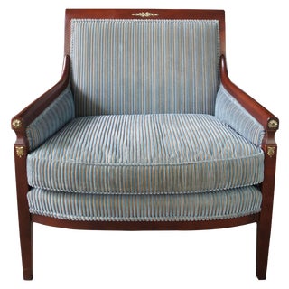 Baker Furniture French Neoclassical Style Mahogany Lounge Chair For Sale
