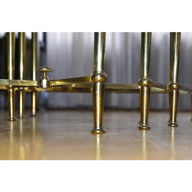 Nesting Tables in Brass and Glass in the style of Maison Baguès, 1960s, Set of 3 For Sale - Image 6 of 13