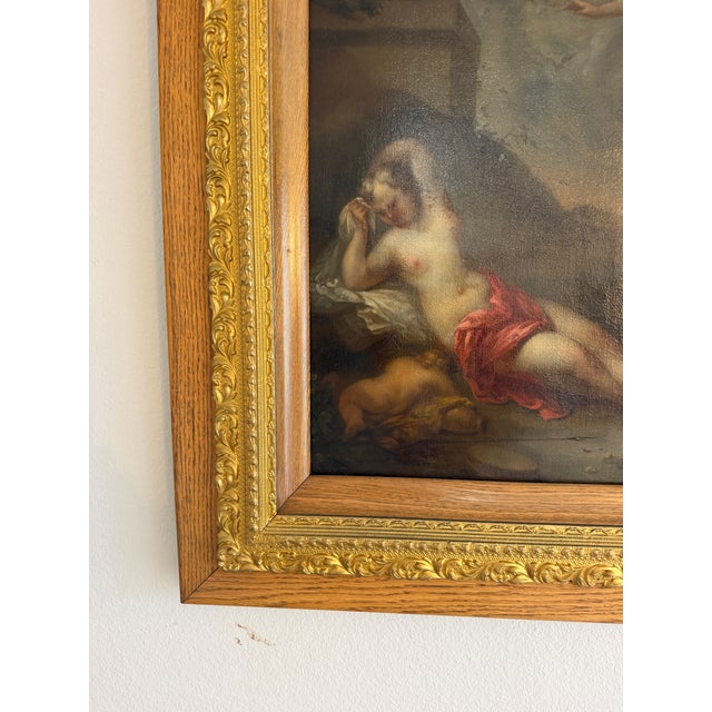 Late 17th Century European Baroque Oil Painting of Goddess and Cherub, Framed For Sale - Image 12 of 18