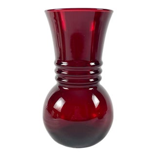 Ruby Red Vase by Anchor Hocking For Sale