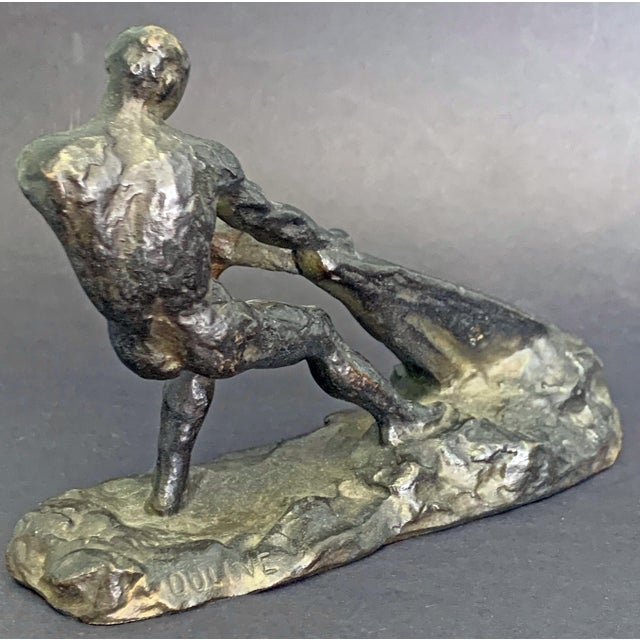 Art Deco 1930s "Hauling the Net," Art Deco Bronze For Sale - Image 3 of 4