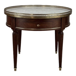 Antique French Louis XVI Mahogany Marble Top Bouillotte Table For Sale