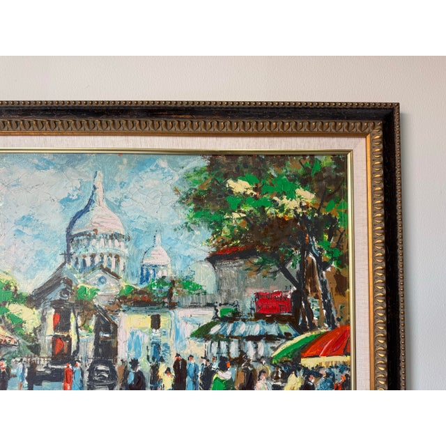 1960’s Vintage Parisian Street Scene Oil on Canvas Painting, Signed For Sale In Miami - Image 6 of 12