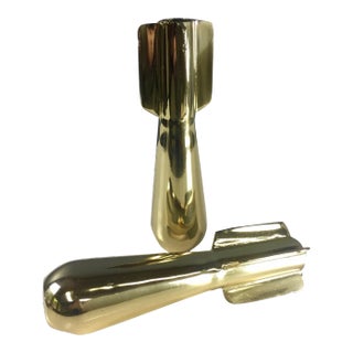 WWll Era Brassed Mortar Shell Paperweights or Bookends - a Pair For Sale