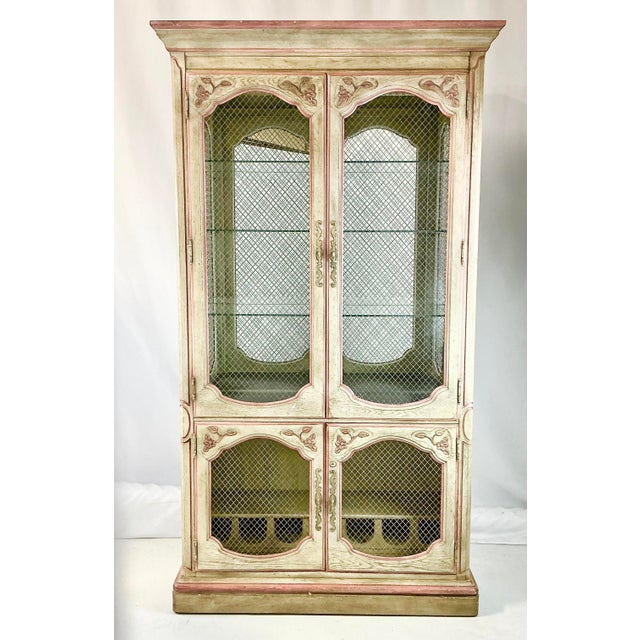 1980s Vintage Louis XV Regency Mediterranean Style Habersham Lighted Display Cabinet Hutch For Sale - Image 6 of 17