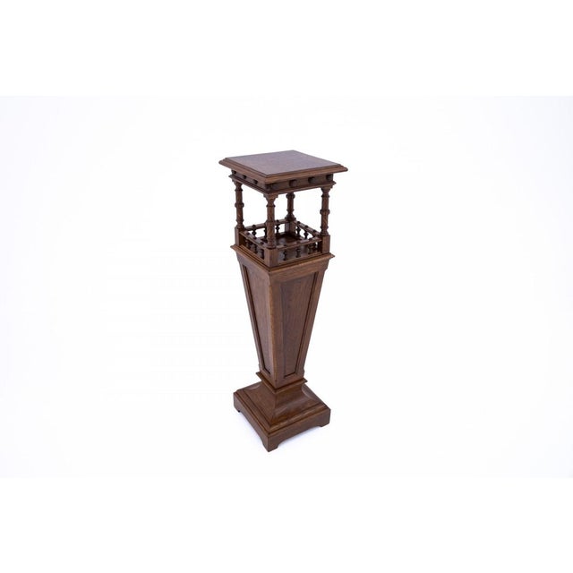 Antique French Pedestal in Oak, 1890s For Sale - Image 4 of 10