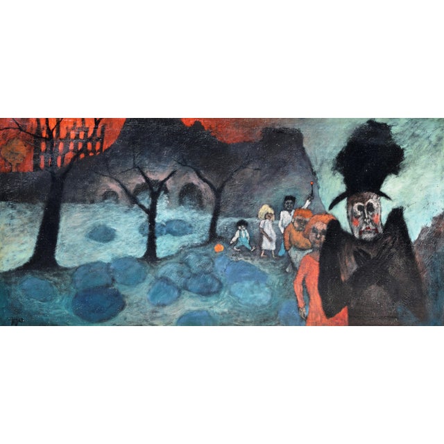 Helmut Diekmann, Landscape with Figures, 1963, Oil Painting on Canvas, Framed For Sale - Image 12 of 12