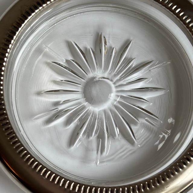 Leonard 1970s Italian Silverplate & Crystal Starburst Coasters — Set of 6 For Sale - Image 4 of 12