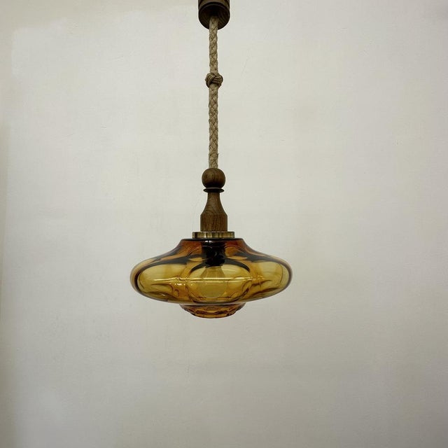 Mid-Century Glass Pendant Lamp, 1970s For Sale - Image 11 of 18