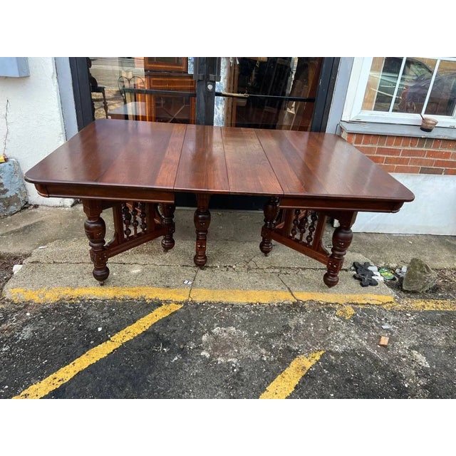 Wood Victorian Walnut Carved Extension Dining Table With 2 Leaves, 19th Century For Sale - Image 7 of 13