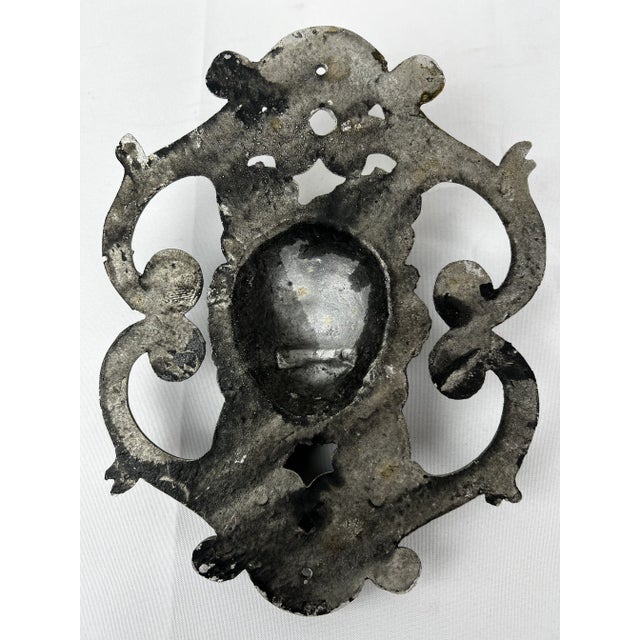 Metal Large Classical Roaring Lion Door Knocker With Foliate Scrolls-10" For Sale - Image 7 of 8