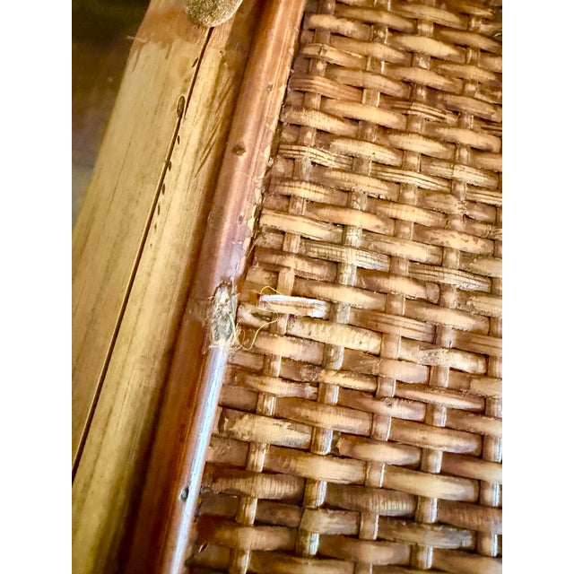 Vintage 1970’s Chinoiserie Bamboo Ladder Back Accent Chair With Woven Rattan Seat, Paul Frankl Style- A Pair For Sale - Image 11 of 12