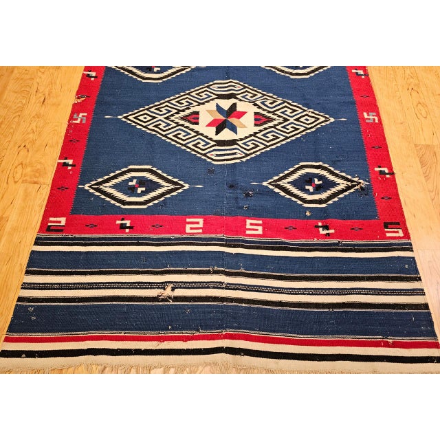 Vintage Mexican Saltillo Serape Kilim Rug, Handwoven Wool, Medallion Pattern, 4x6 For Sale - Image 13 of 18