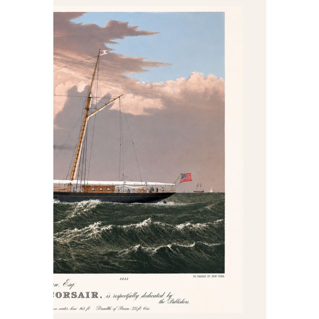 Steam Yacht Corsair, Vintage Art Print Reproduction, 36" X 24" For Sale - Image 4 of 11