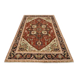 Heriz Ziegler Rug 9′ X 11’11” Red Wool Traditional Hand-Knotted Oriental Carpet For Sale