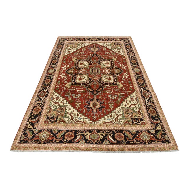 Heriz Ziegler Rug 9′ X 11’11” Red Wool Traditional Hand-Knotted Oriental Carpet For Sale